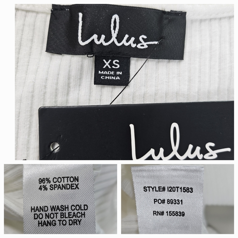 Lulu's White Ribbed Long Sleeve Crop Top - Picture 9 of 9
